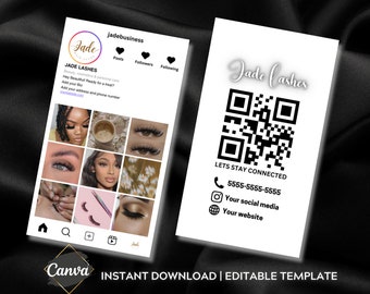 Instagram Business Card Template, QR Code Design (DIY Canva)