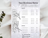 Salon Price List Template, Silver Glam DIY Flyer (Canva)