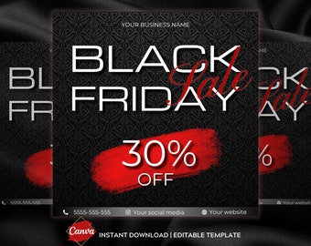 Black Friday Sale Flyer Template, Editable Instagram Post (Canva)