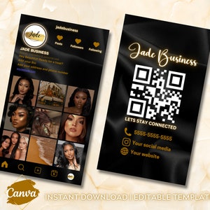 Neutral Instagram Visitenkarten DIY Canva Visitenkarte Template Design IG Influencer Karten Small Business QR Code Digital Premade Business