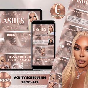 Rose Gold Acuity Scheduling Template Lash Technician Acuity Lash Template Scheduling Template Hair Braid Nail Stylist Website Template Canva