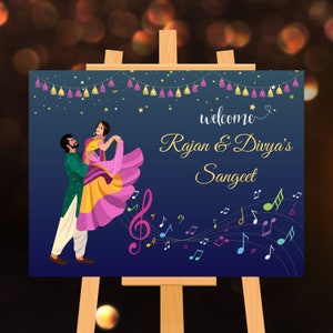 Personalized Indian Wedding Welcome Sign Template | Sangeet Night | Customizable Design | Instant Digital Download