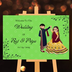 Plantilla de cartel de bienvenida de boda personalizado / Punjabi Hindú Musulmán Gujarati Tamil Telegu / Diseño personalizable / Descarga digital instantánea