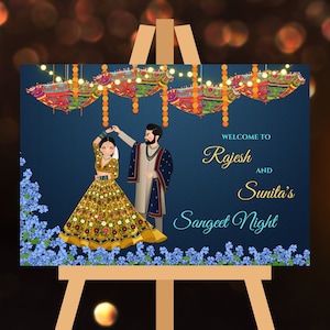 Personalized Indian Wedding Welcome Sign Template | Punjabi Muslim Hindu Gujarati | Customizable Design | Instant Digital Download