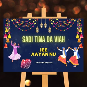 Personalized Punjabi Wedding Welcome Sign Template | Punjabi Indian Wedding | Customizable Design | Instant Digital Download