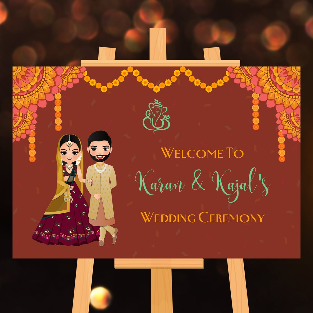Personalized Indian Wedding Welcome Sign Template | Hindu Wedding ...