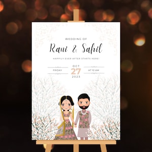 Plantilla de letrero de bienvenida para boda india personalizada / Punjabi Hindú Tamil Gujarati / Diseño personalizable / Descarga digital instantánea