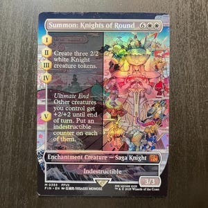FF x MTG Holo Foil Card - Summon Knights of the Round - Rainbow Holo Foil Proxy Card - Gloss Finish