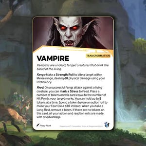 Daggerheart Vampire Transformation - Custom Card, TTRPG Magic Item, Daggerheart TTRPG