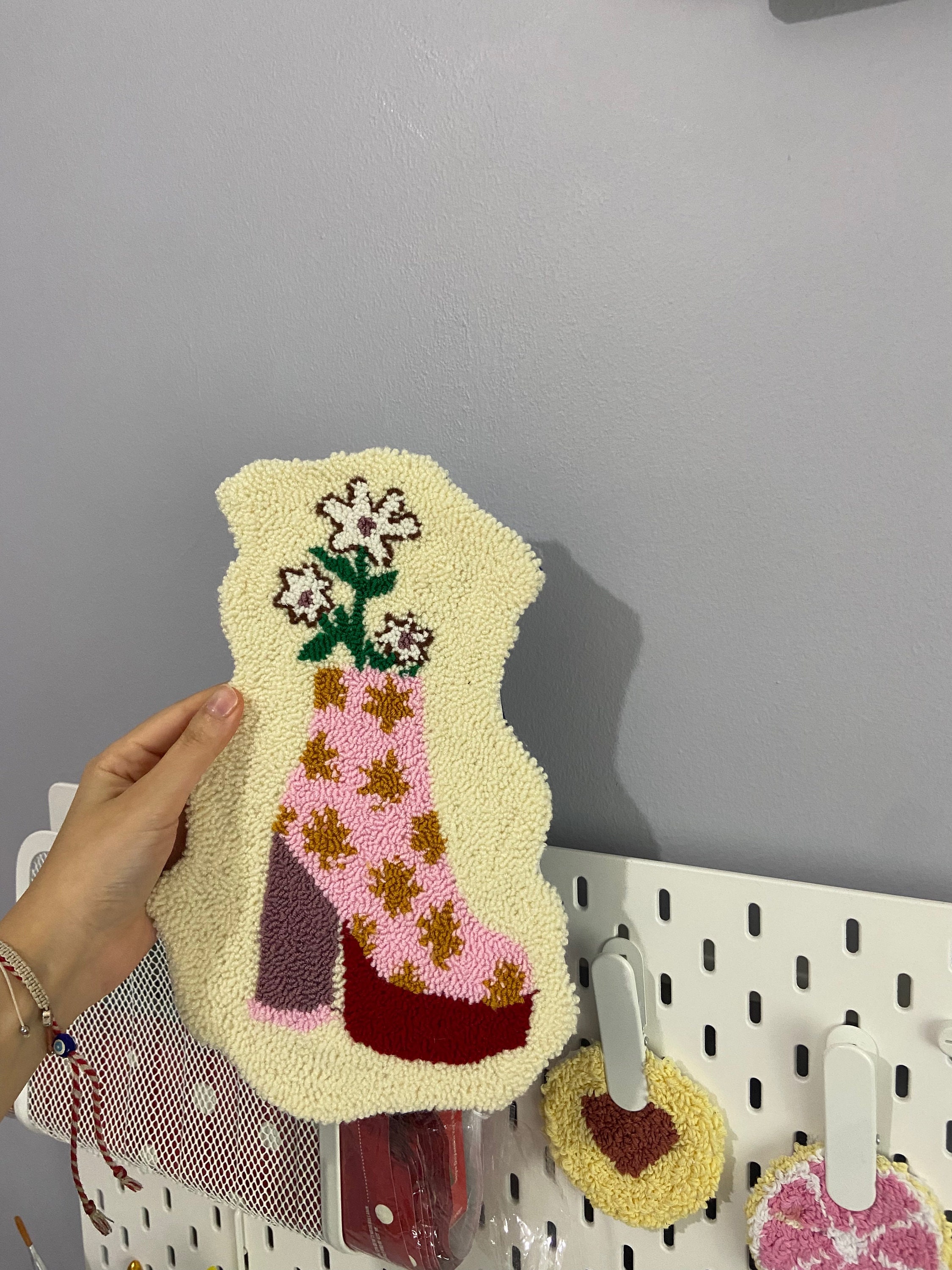 Tuft Needle Rug Tufting Handmade Wall Rug,wall Decor Punch Needle,punch Needle Flower ...