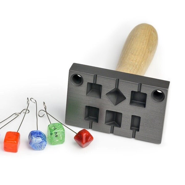 Bead press with 6 small geometric shapes, one-sided mandrel guide