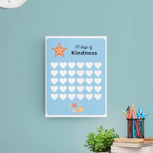 Tableau des récompenses de gentillesse pour les enfants | Amusement de motivation | Tableau de gentillesse d'été avec des autocollants de coeur
