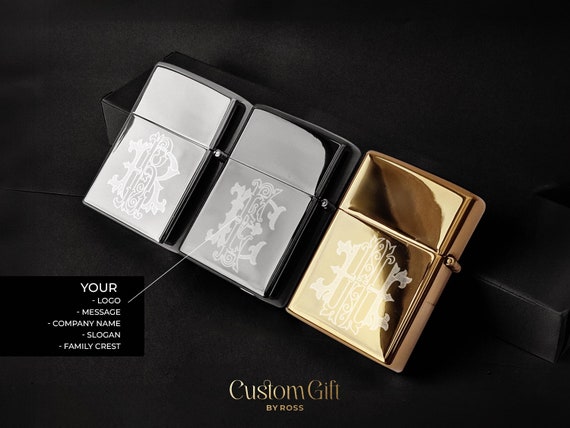 Rechargeable USB Windproof Lighter Custom - Personalized Electric Engraved Lighter Luxury Gift for Him, Corporate Gift with Logo or Initials