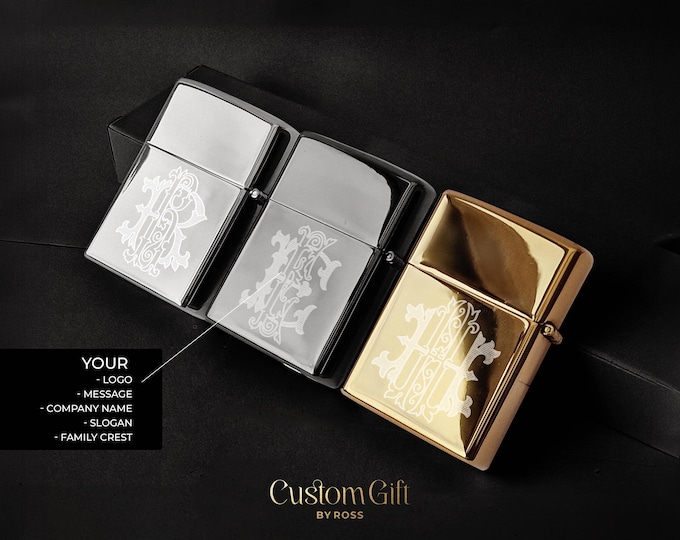Rechargeable USB Windproof Lighter Custom - Personalized Electric Engraved Lighter Luxury Gift for Him, Corporate Gift with Logo or Initials