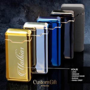 Windproof Personalized Lighters - Engraved Electric Rechargeable USB Arc Lighters for Men Gifts Smokers Gadgets Accessories Gift Box