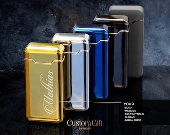 Windproof Personalized Lighters - Engraved Electric Rechargeable USB Arc Lighters for Men Gifts Smokers Gadgets Accessories Gift Box