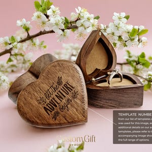 Custom Wooden Heart Shaped Ring Holder Box - Personalized Engagement Proposal or Wedding Ring Bearer Box Couple Gift