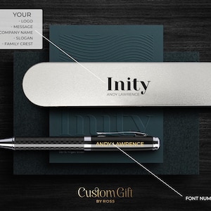 Personalized Laser Engraved Pen Gifts - Ballpoint Pen Customized with Corporate Promotional Name or Pen Gift for Men Women Clients & Student