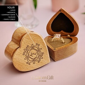Engagement Proposal Custom Engraved Wood Heart Ring Box Gift for Her with Name - Heart Shaped Box Wooden