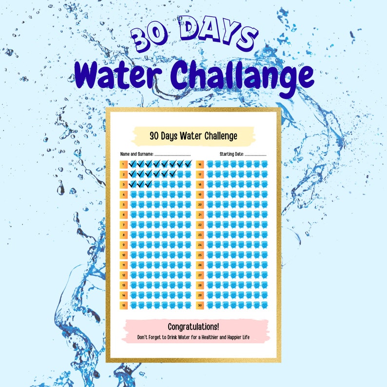 30 Days Water Challange Design, 30 Day Health Kit, Life Change in 30 ...