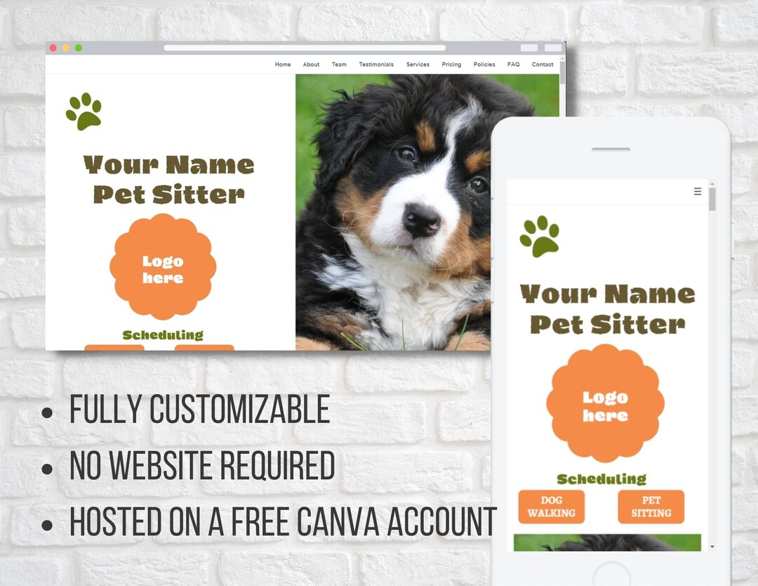 Exciting Canva site Template for Dog Sitters Unleash Your Business's Potential & Attract