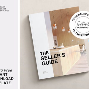 Modern Editable Real Estate Seller&#39;s Guide, Canva Listing Presentation, Personalized Template, Instant Download Print Realtor Market PDF