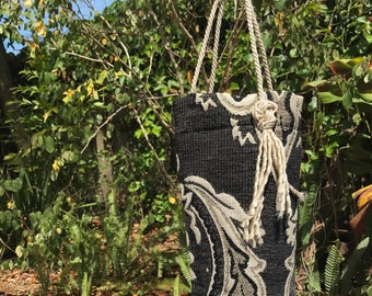 Tall Fabric Gift Bag - Black & Cream