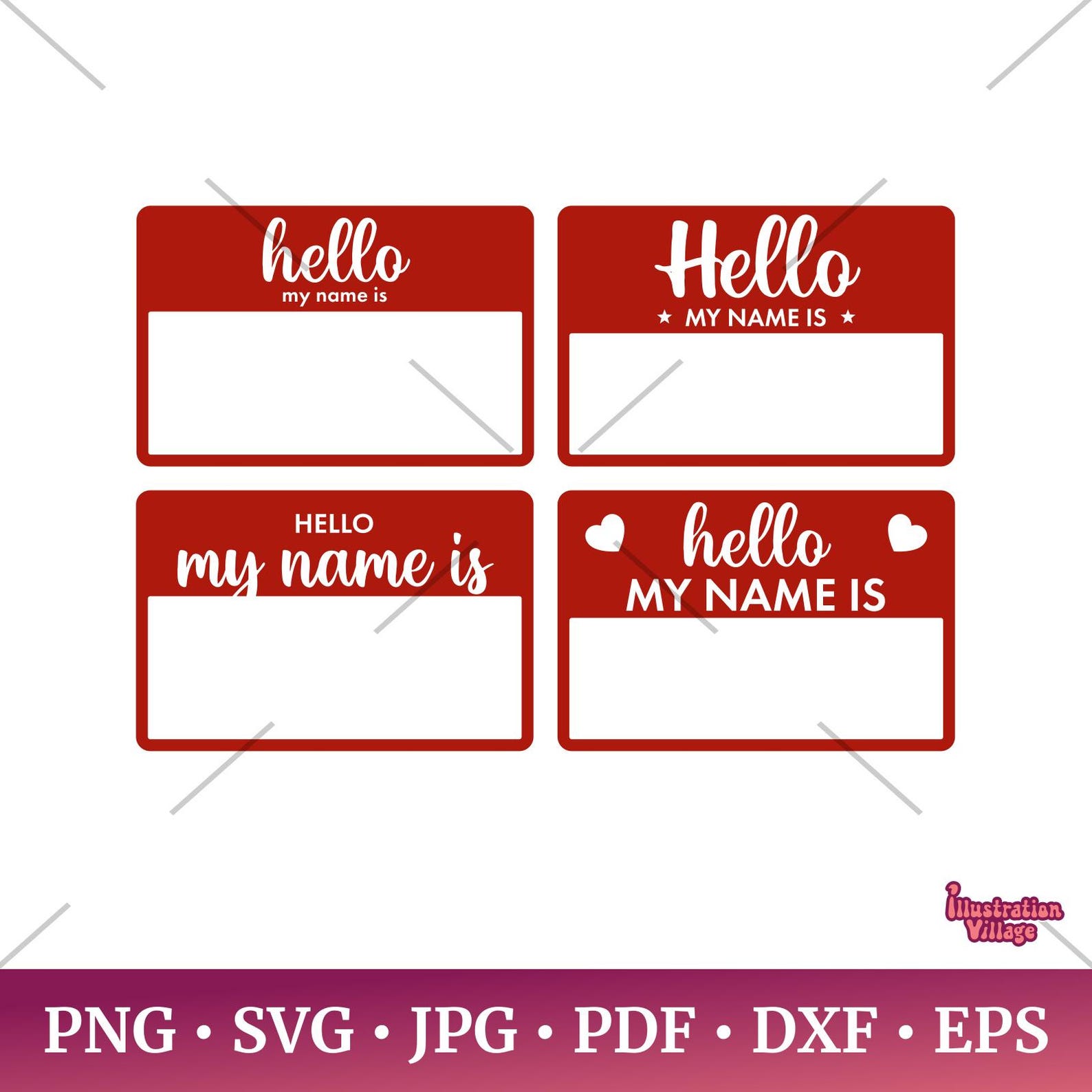 Hello My Name is Stickers | Name Tag SVG, EPS, PDF (digital Download ...