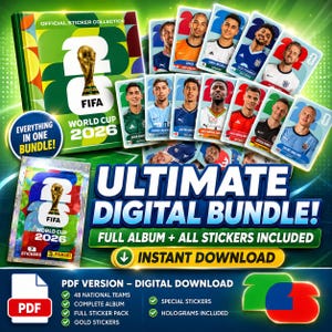Fußball WM 2026 Aufklebersammlung - Digitales Album, druckbares Panini Bundle (Instant Download)