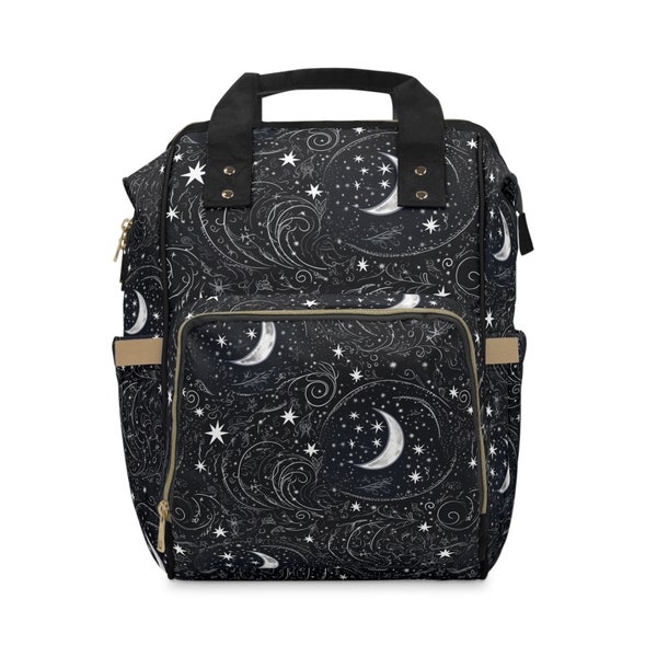 Moonlit Mama Diaper Backpack | Multifunctional Bag for Moms | Stylish & Practical | Ambrelda Designs