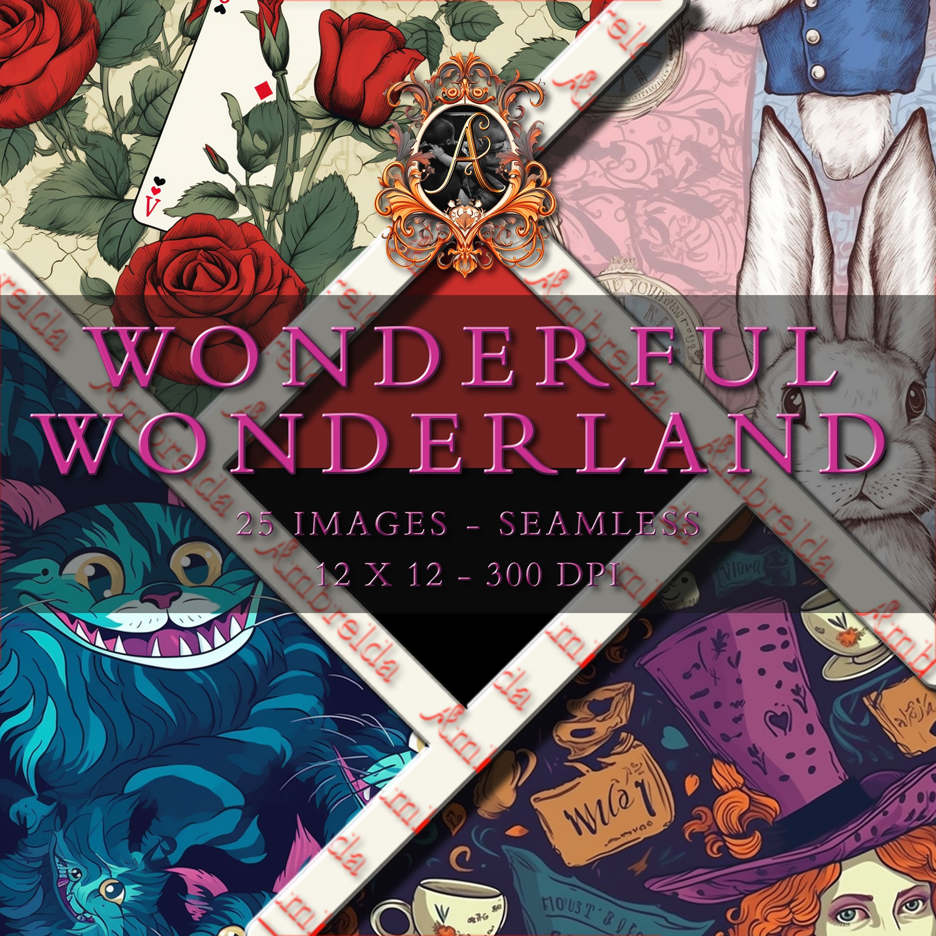 Wonderful Wonderland, Wonderlandseamless Pattern, Printable Digital ...