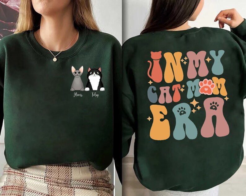 In My Cat Mom Era Sweatshirt, Custom Cat Name Shirt, Cat Mom Sweatshirt