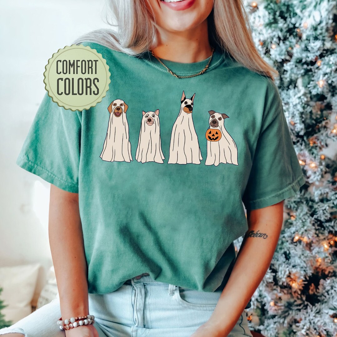 Comfort Colors Ghost Dog Halloween Shirt Retro Halloween Etsy
