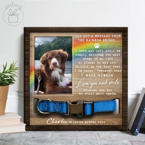 Custom Memorial Pet Collar With Photo, Pet Sympathy Gift, Dog Memorial Frame For Loss Of Dog Memorial Wood Frame With Collar Holder Style 10