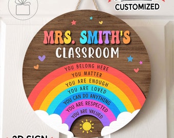 Personalized Teacher Door Sign, Teacher Name Sign, Teacher Gift, Back ...