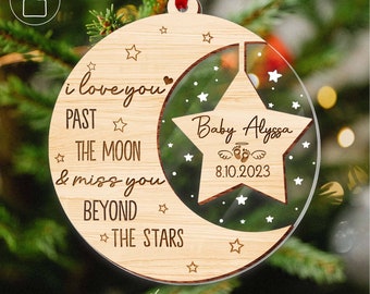 Custom Baby Loss Ornament, Personalized Baby Memorial Gift, Acrylic And Wood Baby Memorial Ornament, Baby Miscarriage Gift Love You Miss You