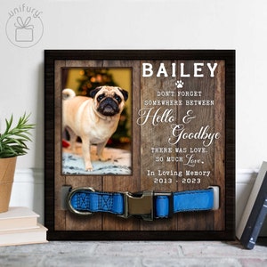 Custom Memorial Pet Collar With Photo, Pet Sympathy Gift, Dog Memorial Frame For Loss Of Dog, Memorial Wood Frame With Collar Holder Style21