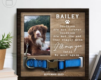 Custom Memorial Pet Collar With Photo, Pet Sympathy Gift, Dog Memorial Frame For Loss Of Dog, Memorial Wood Frame With Collar Holder Style 3