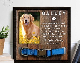 Custom Memorial Pet Collar With Photo, Pet Sympathy Gift, Dog Memorial Frame For Loss Of Dog, Memorial Wood Frame With Collar Holder Style14