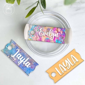 Personalized Tumbler Name Plate, Stanley Name Tag For Tumbler Plate Topper, Acrylic Name Plate, Quencher Name Tag For Tumbler Lid Style 4