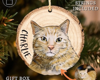 Custom Cat Ornament with Photo & Name, Custom Cat Christmas Ornament, Custom Pet Ornament, Gift for Pet Lovers, Pet Face, Cat Photo Cat Face