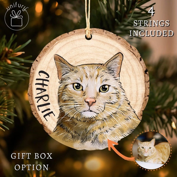 Custom Cat Ornament with Photo & Name, Custom Cat Christmas Ornament, Custom Pet Ornament, Gift for Pet Lovers, Pet Face, Cat Photo Cat Face