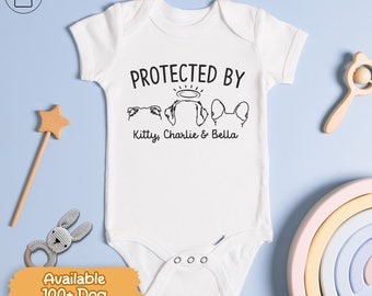 Custom Dog Cat Ears Baby Onesie®, Baby Shower Gift, Newborn Baby Gift, Dog Name Onesie®, Personalized Baby Gift, Baby Announcement Bodysuit
