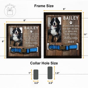 Custom Memorial Pet Collar With Photo, Pet Sympathy Gift, Dog Memorial Frame For Loss Of Dog, Memorial Wood Frame With Collar Holder Style 1 image 6