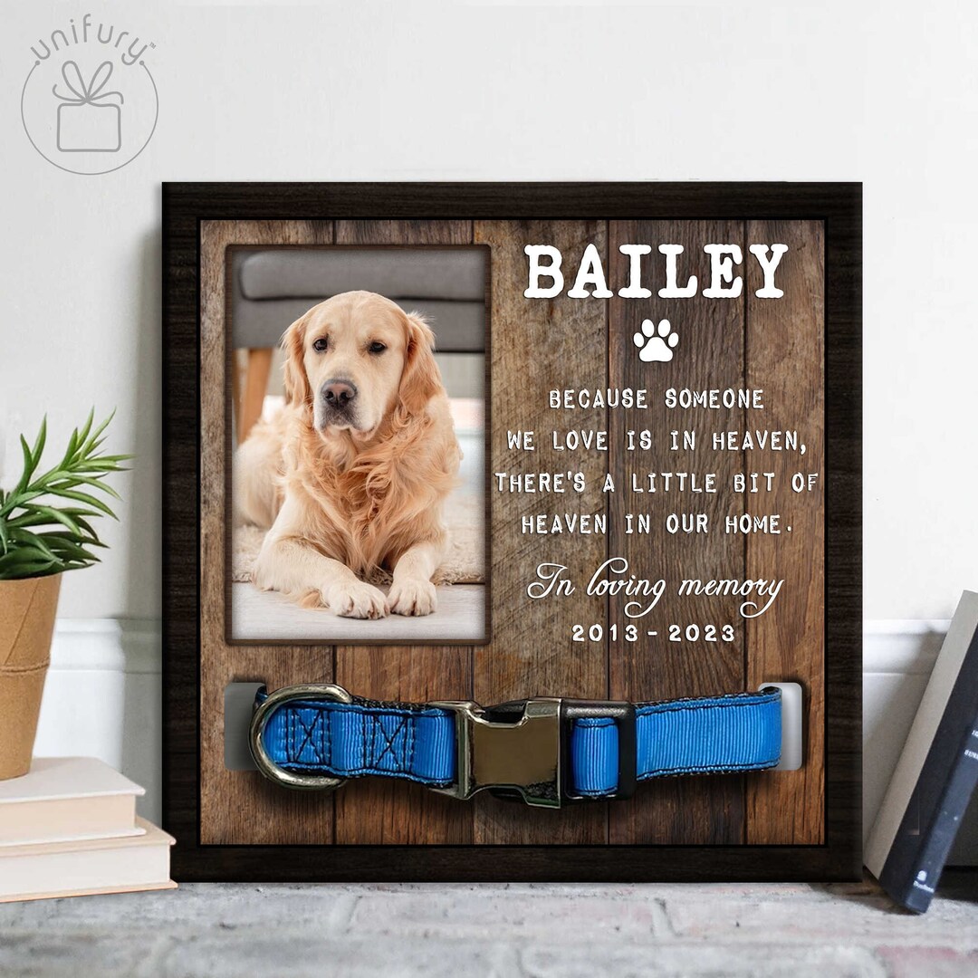 Custom Memorial Pet Collar With Photo, Pet Sympathy Gift, Dog Memorial ...