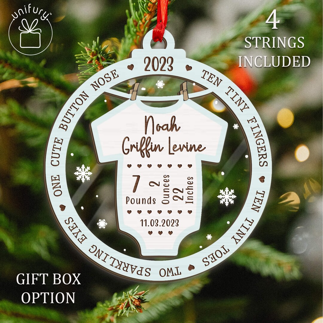 Personalized Baby First Christmas Ornament Newborn Ornament Etsy