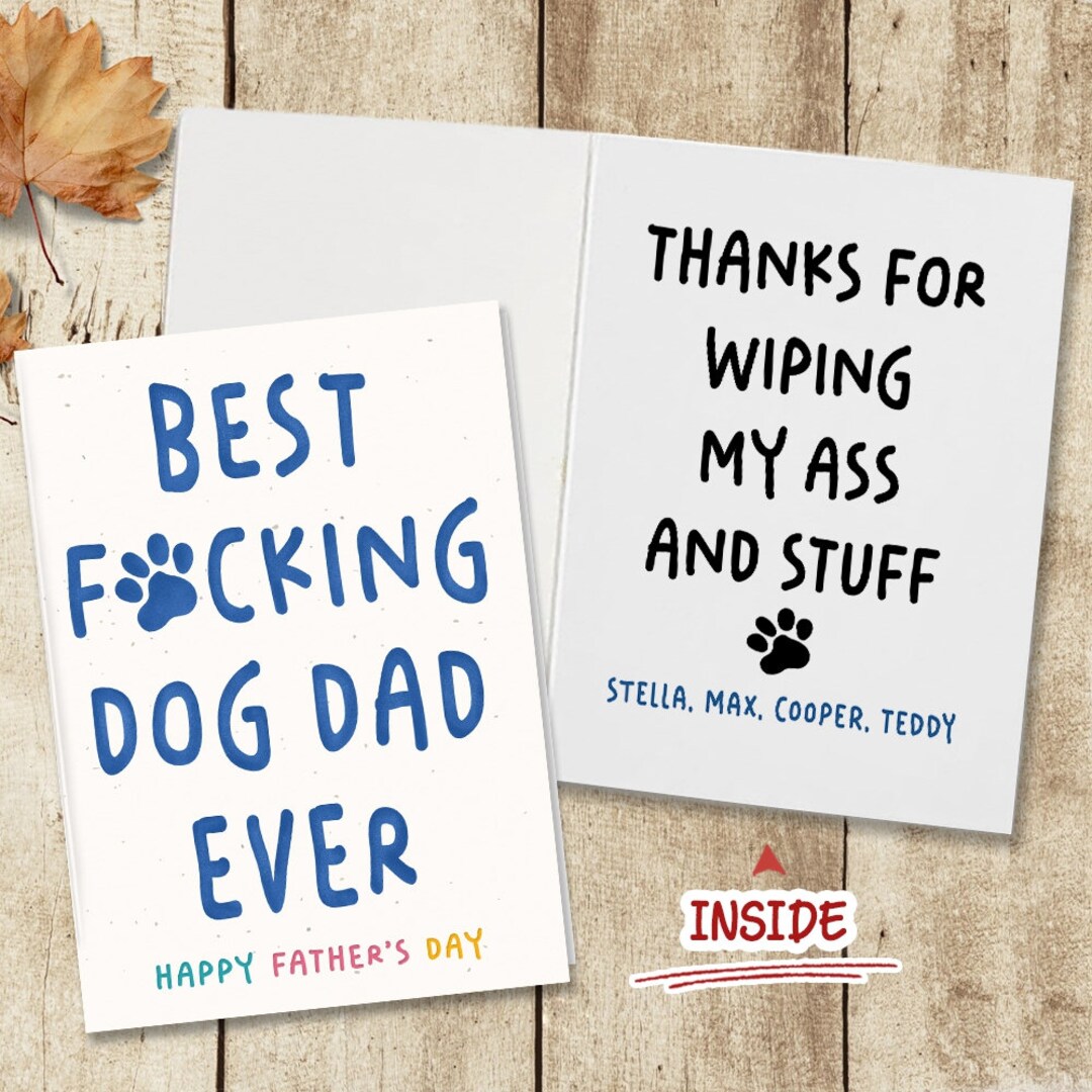 Personalized Card Best Dog Dad Ever, Funny Fathers Day Gifts for Dog