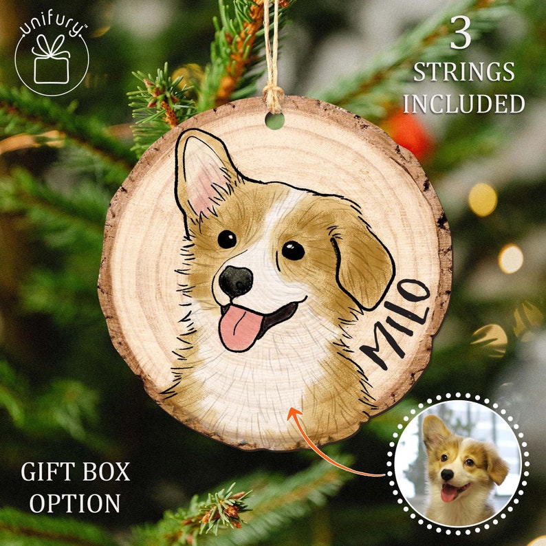 Custom Dog Photo Ornament For Christmas Gifts, Wooden Ornament Dog Lover Gifts, Pet Picture Ornament Dog Christmas Gift Ideas, Pet Face image 1