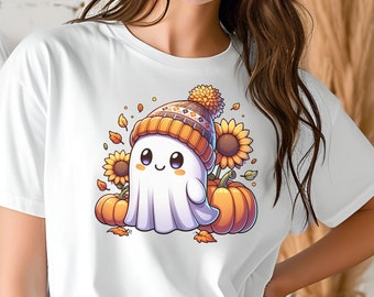 Niedlicher Geist Halloween PNG Floral Geist PNG Halloween PNG Sublimationsentwürfe Herbst Geist Halloween Shirt Grafik Halloween Sublimationsbild