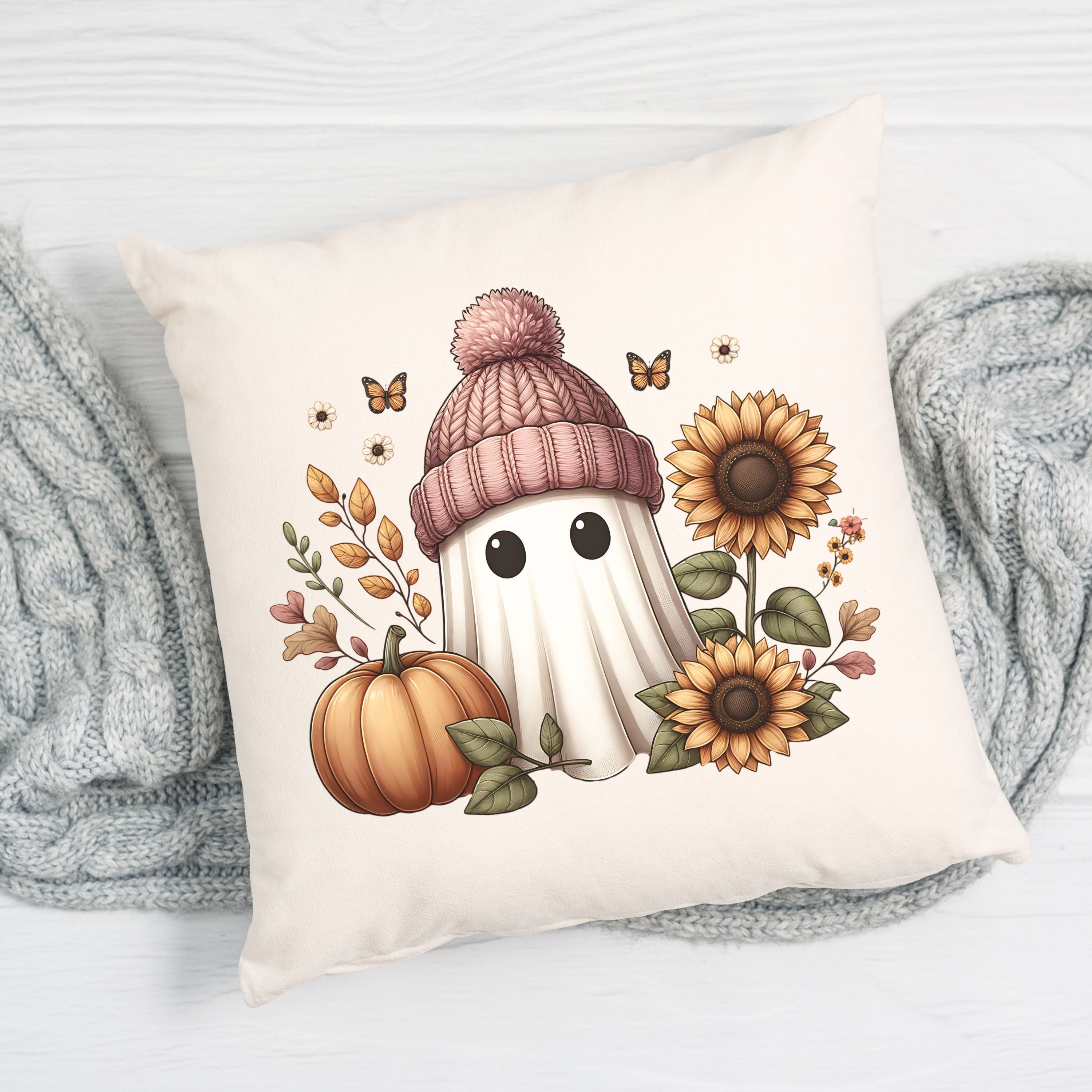 Cute Ghost Halloween PNG Floral Ghost PNG Halloween PNG Sublimation ...